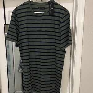 American Tall Olive and navy Striped Men's Tee